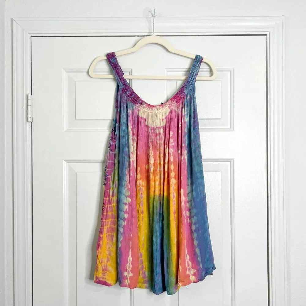 Sakkas Amalia Picot Trim Scoop Neck Tank with Sequins and Embroidery - Fuchsia - Picture 8 of 8